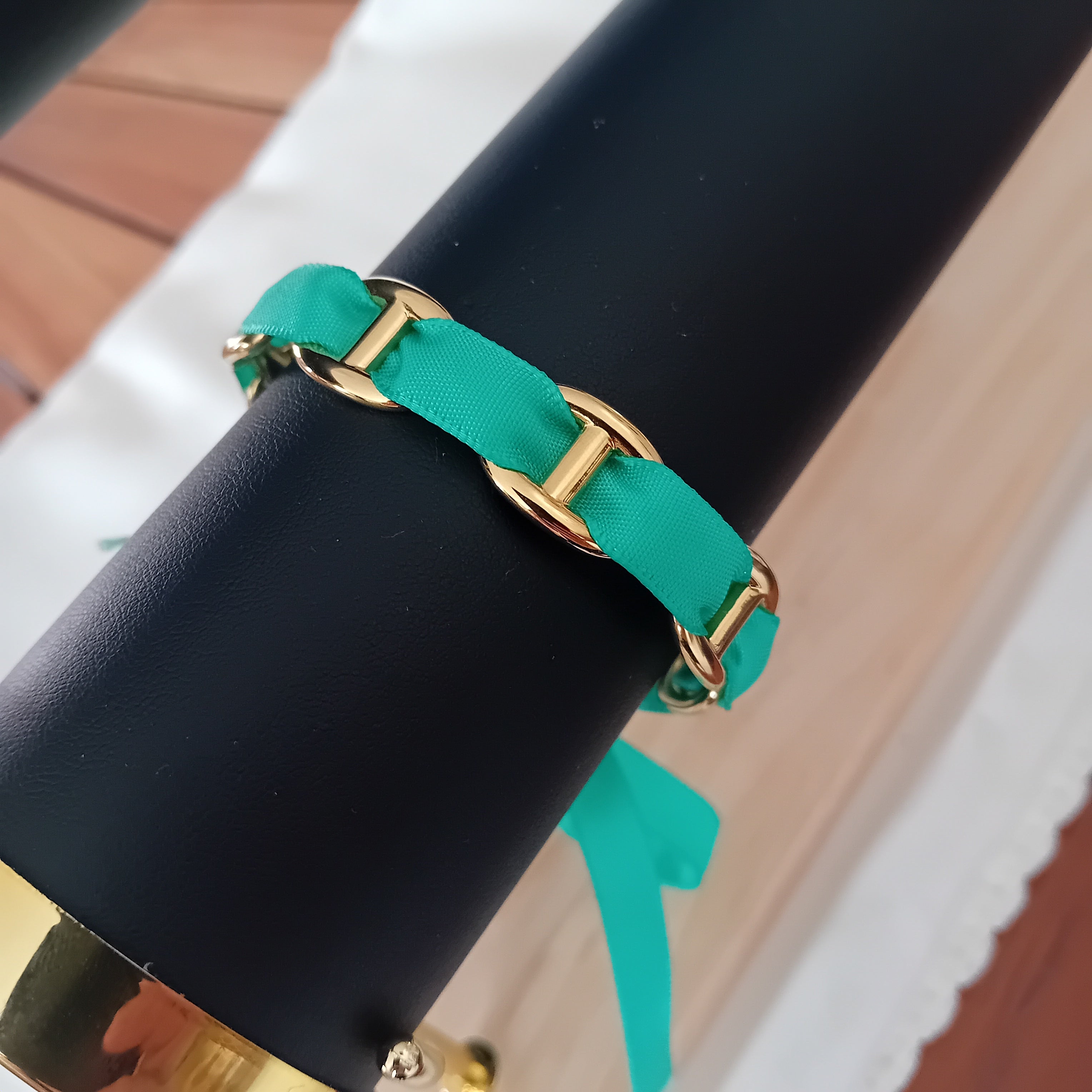 Jonc coco ruban turquoise