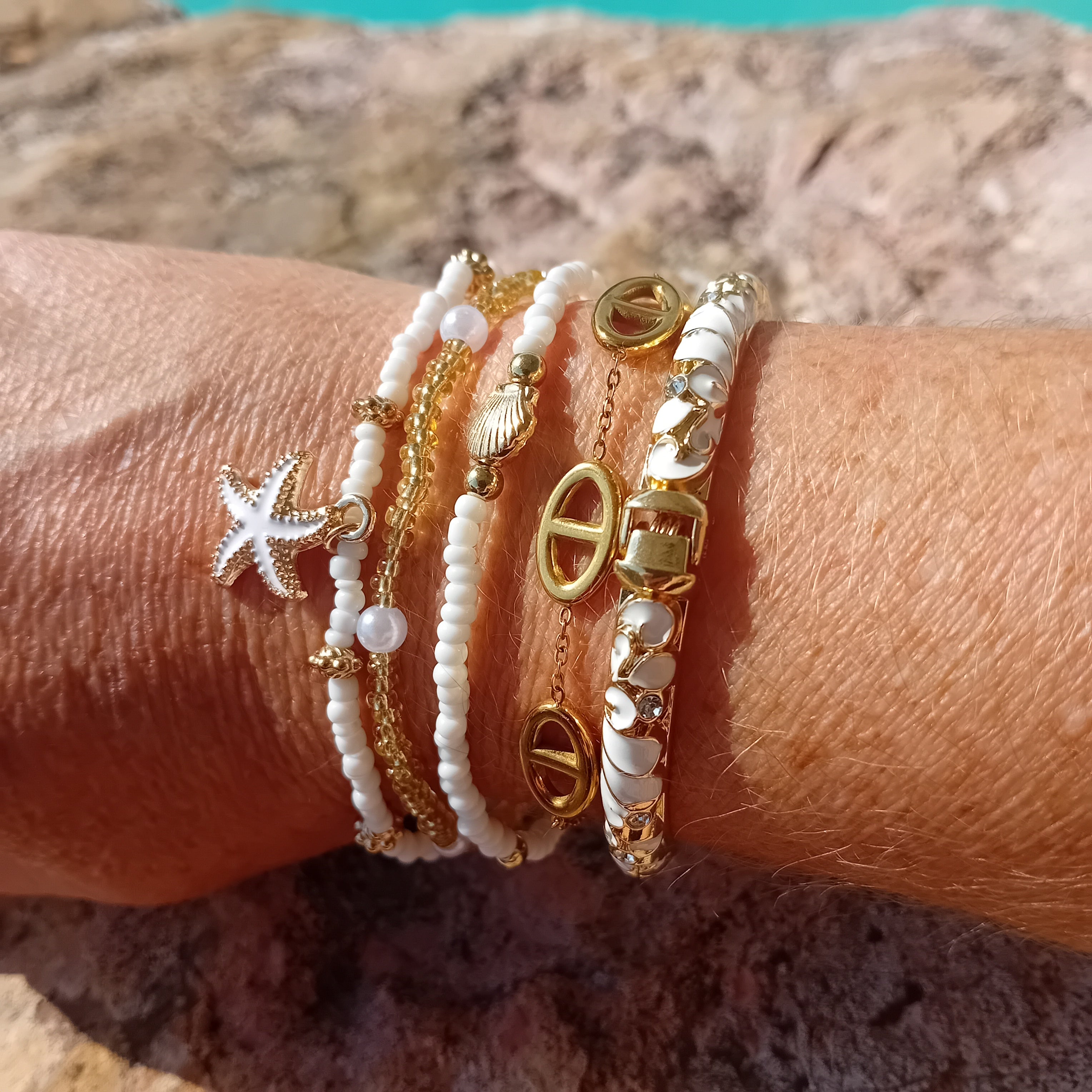 Set de 3 Bracelets Perles Plage
