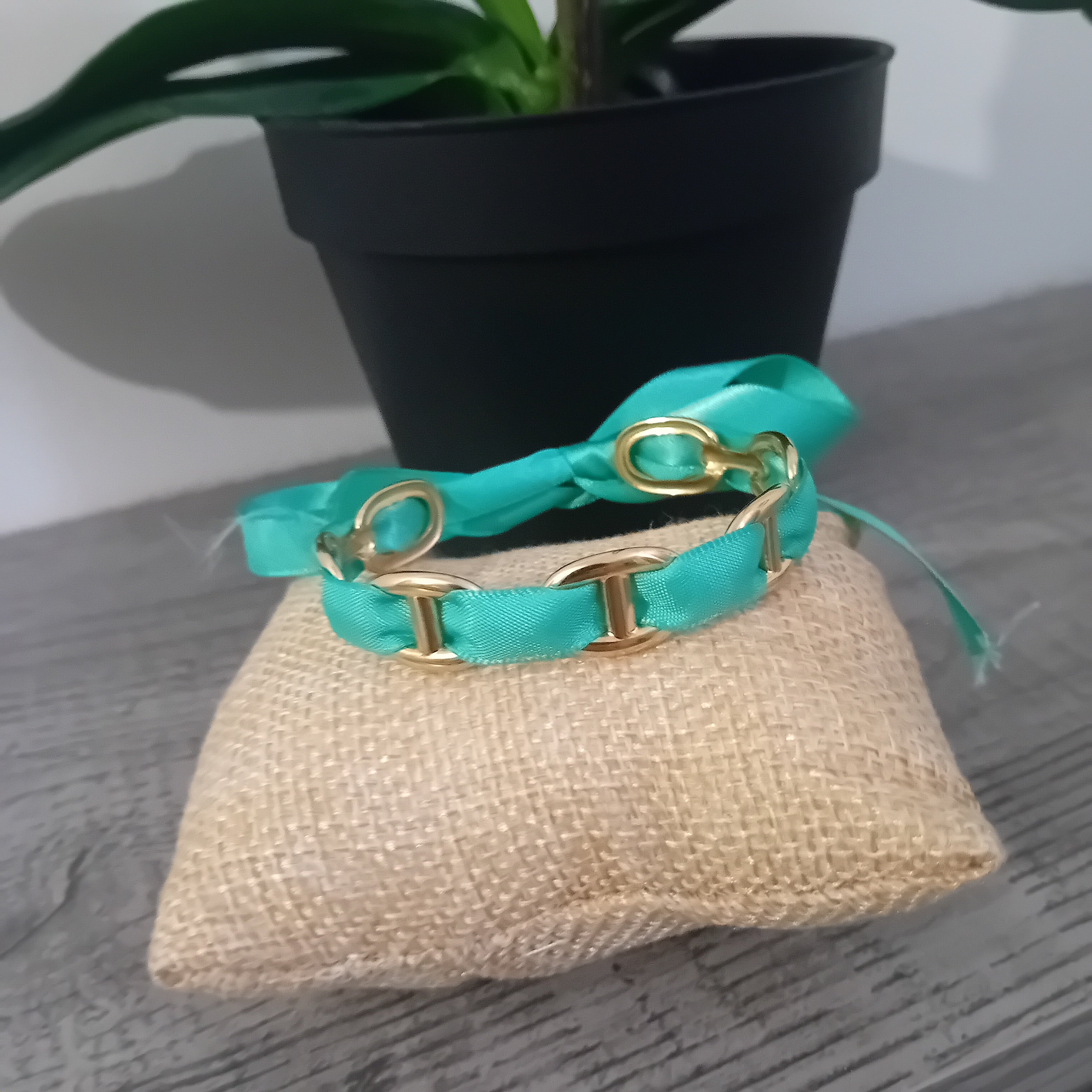Jonc coco ruban turquoise