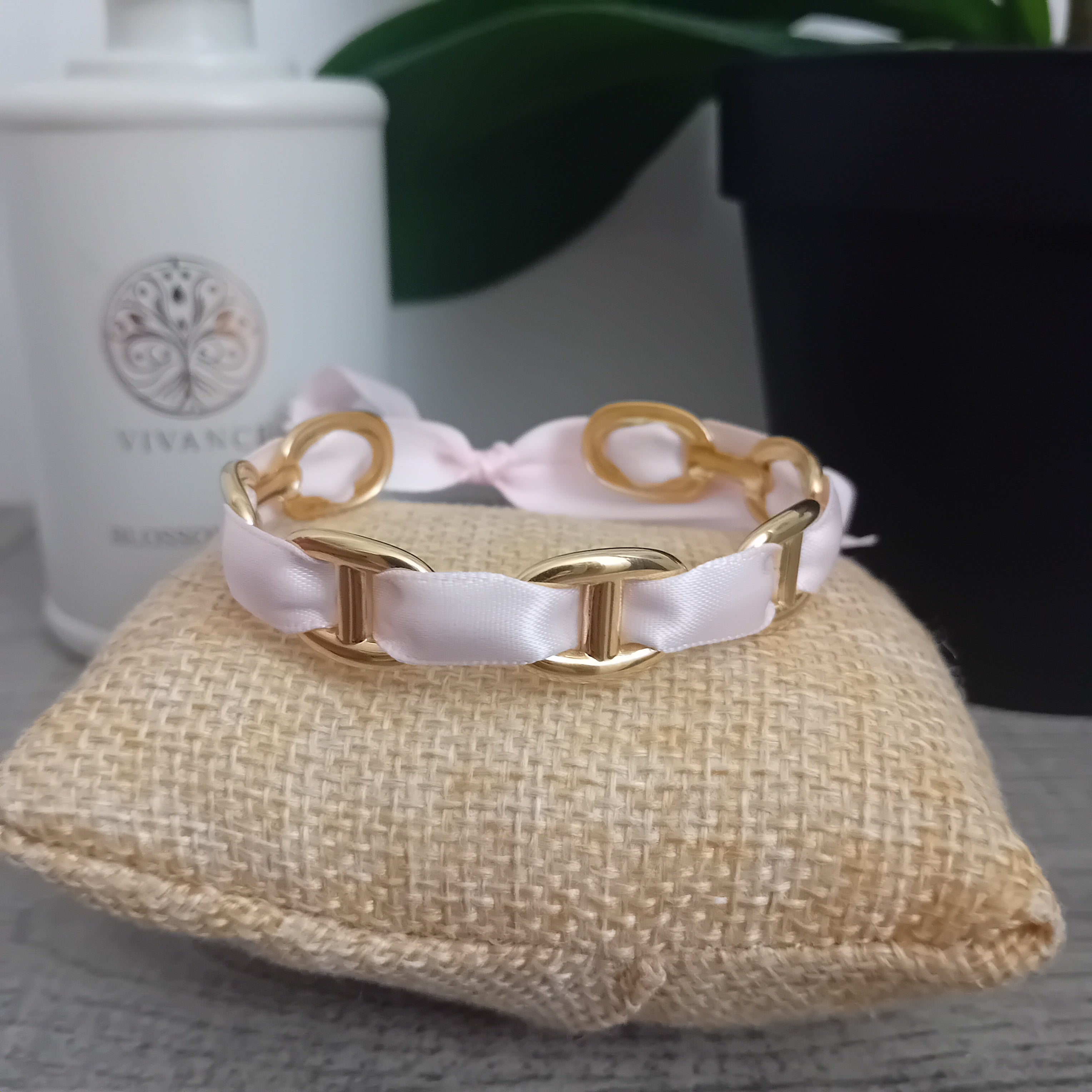 Jonc coco ruban rose