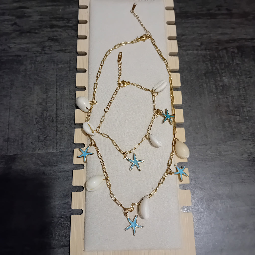 Ensemble Collier & Bracelet Coquillages Étoiles de Mer