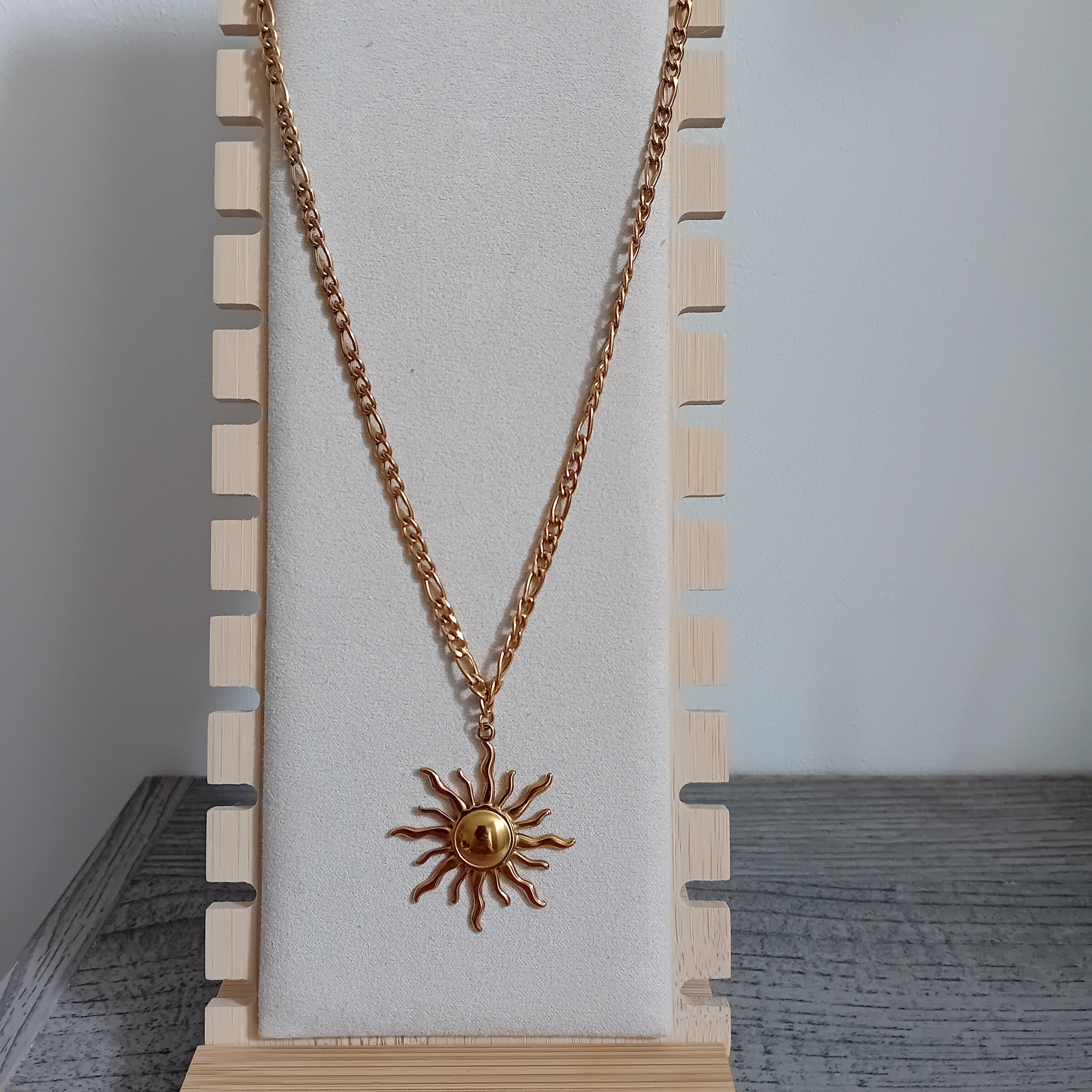 Collier Pendentif Tournesol Doré