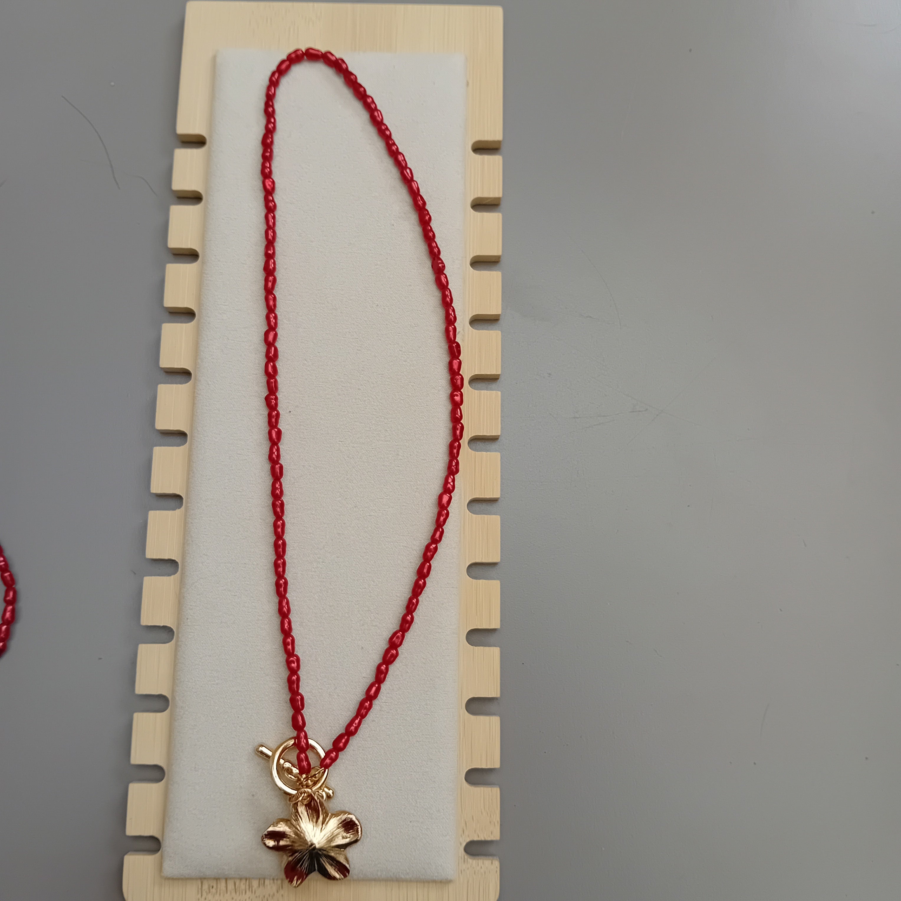 Collier Double Rang Perles Rouges