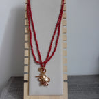 Collier Double Rang Perles Rouges