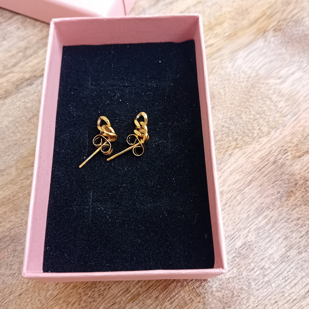 Boucles d'Oreilles Chaîne Dorée Pendantes en Acier Inoxydable