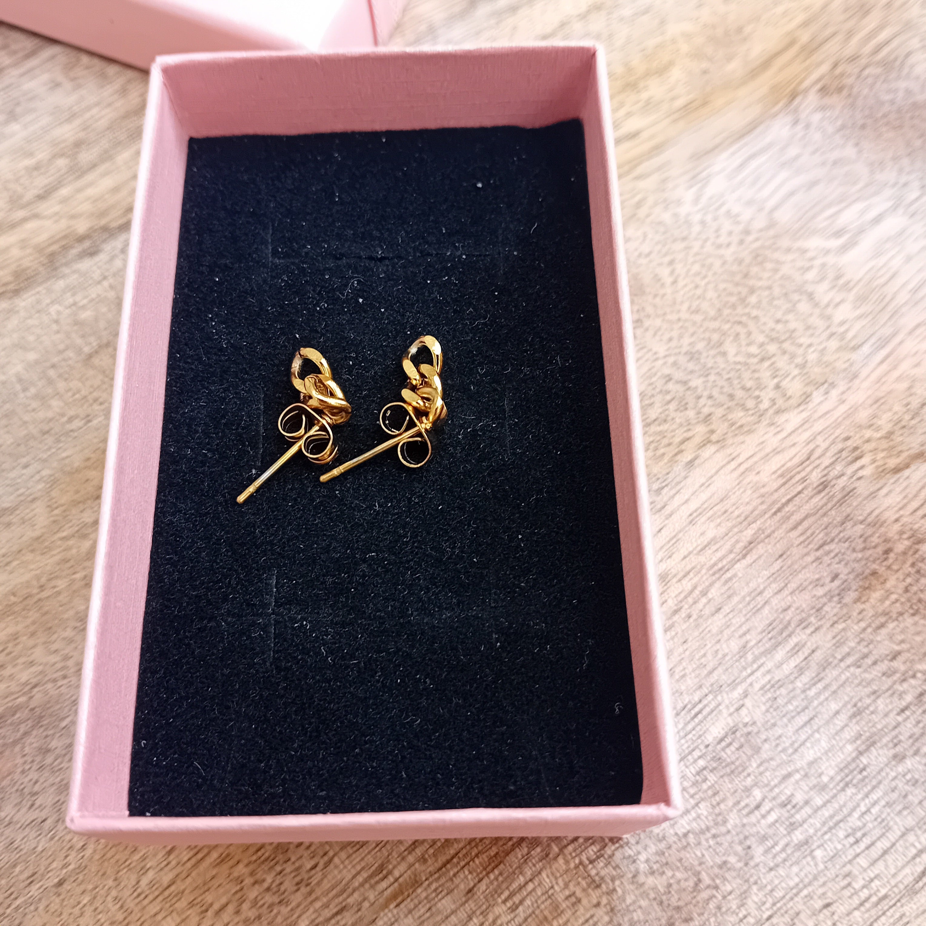 Boucles d'Oreilles Chaîne Dorée Pendantes en Acier Inoxydable