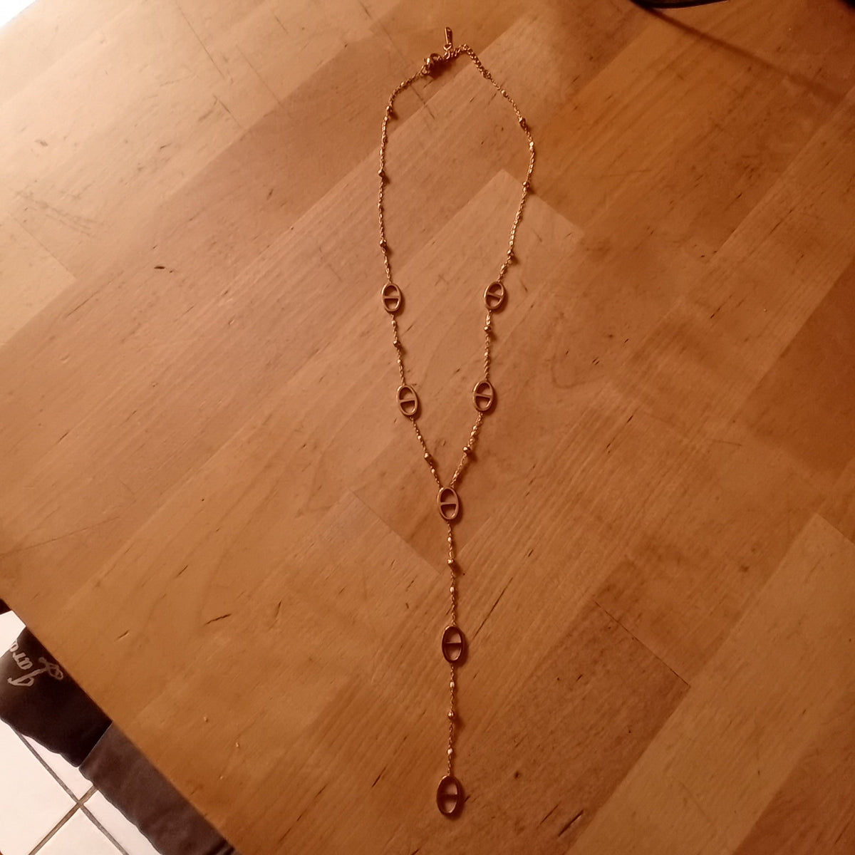 collier en y maille marine