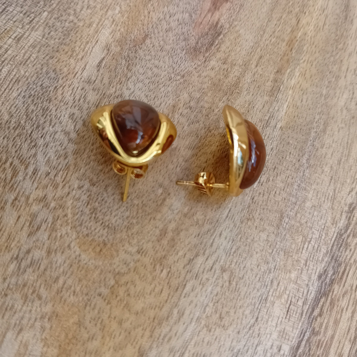 boucles d'oreilles motif gouttelettes d'eau marron