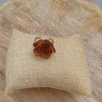 bague  avec fleur de rose couleur café en acier inoxydable