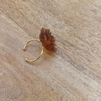 bague  avec fleur de rose couleur café en acier inoxydable