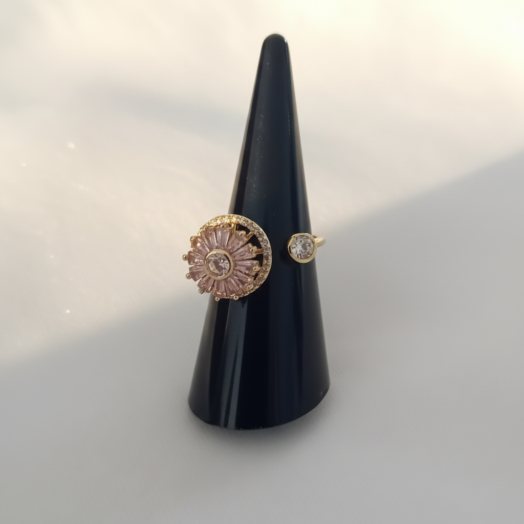 Bague cristal fleur présentoir améliorée