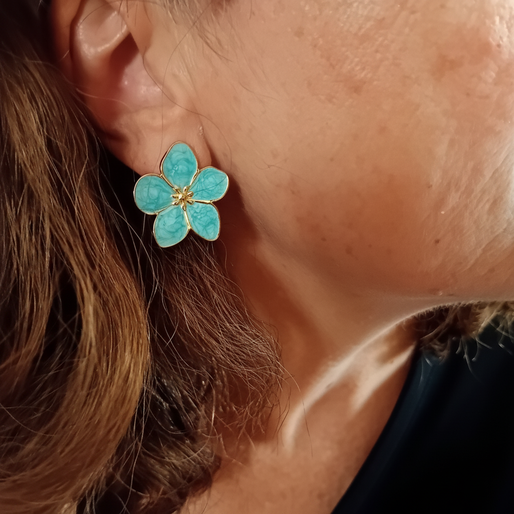 Boucle fleur turquoise améliorée