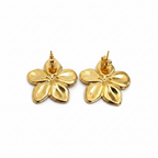 Boucles fleur rose dos doré