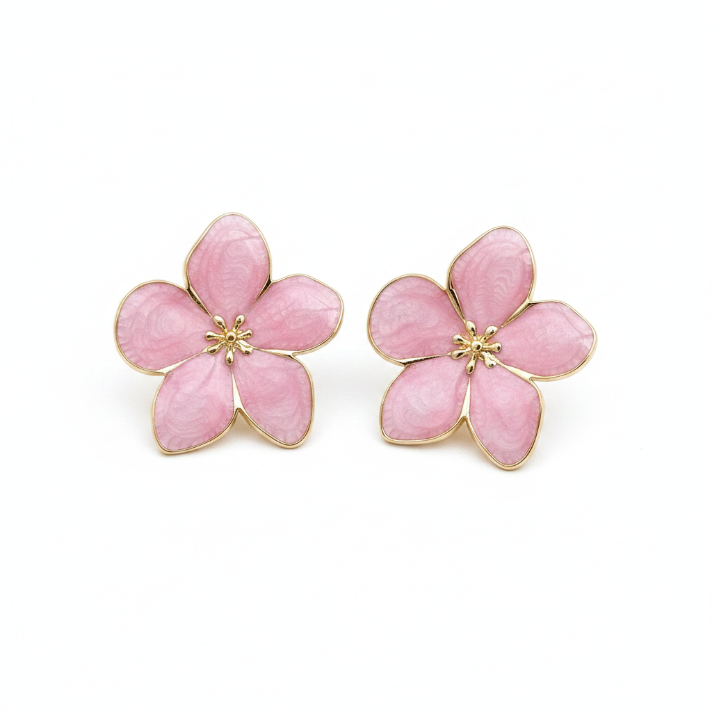 Boucles fleur rose face