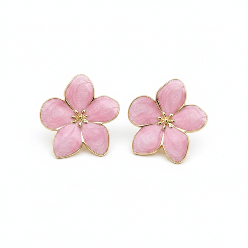 Boucles fleur rose face