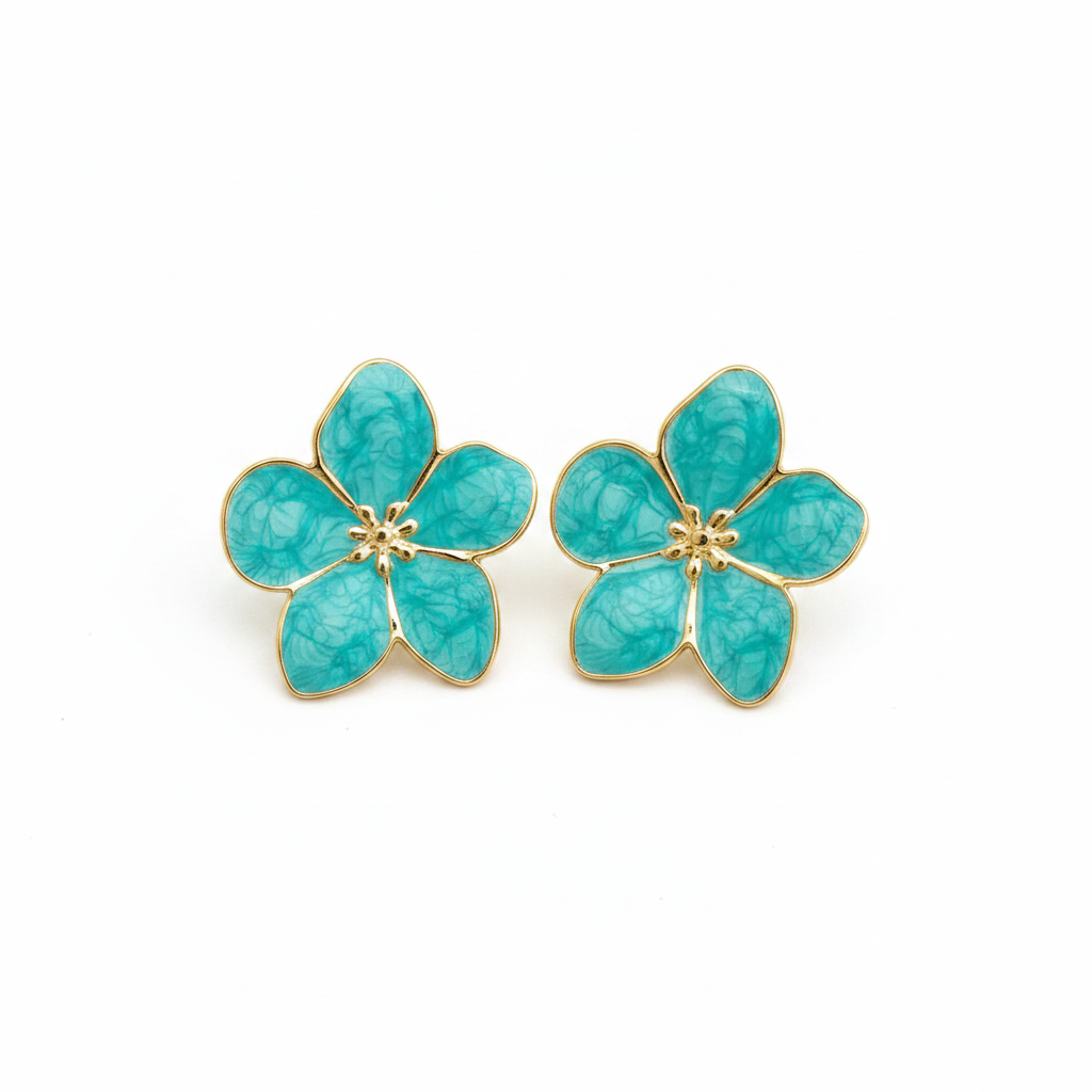 Boucles fleur turquoise face