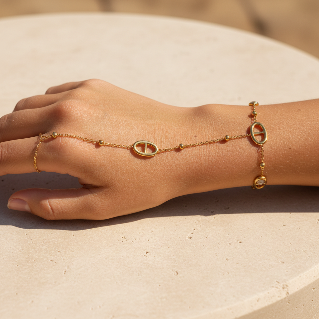 Bracelet bague maille marine - porté lifestyle