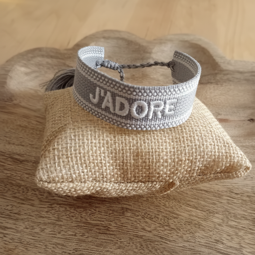 Bracelet J'ADORE gris coussin amélioré