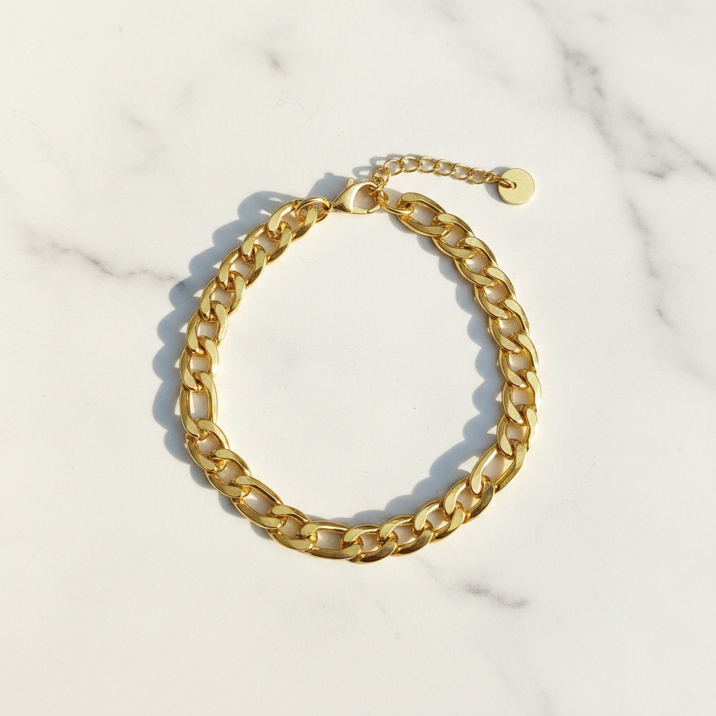 Chaîne de cheville gourmette - flat lay cercle