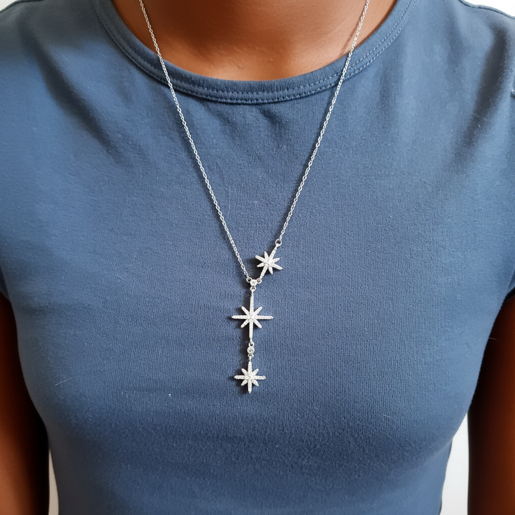 Collier 3 Étoiles Argentées - améliorée