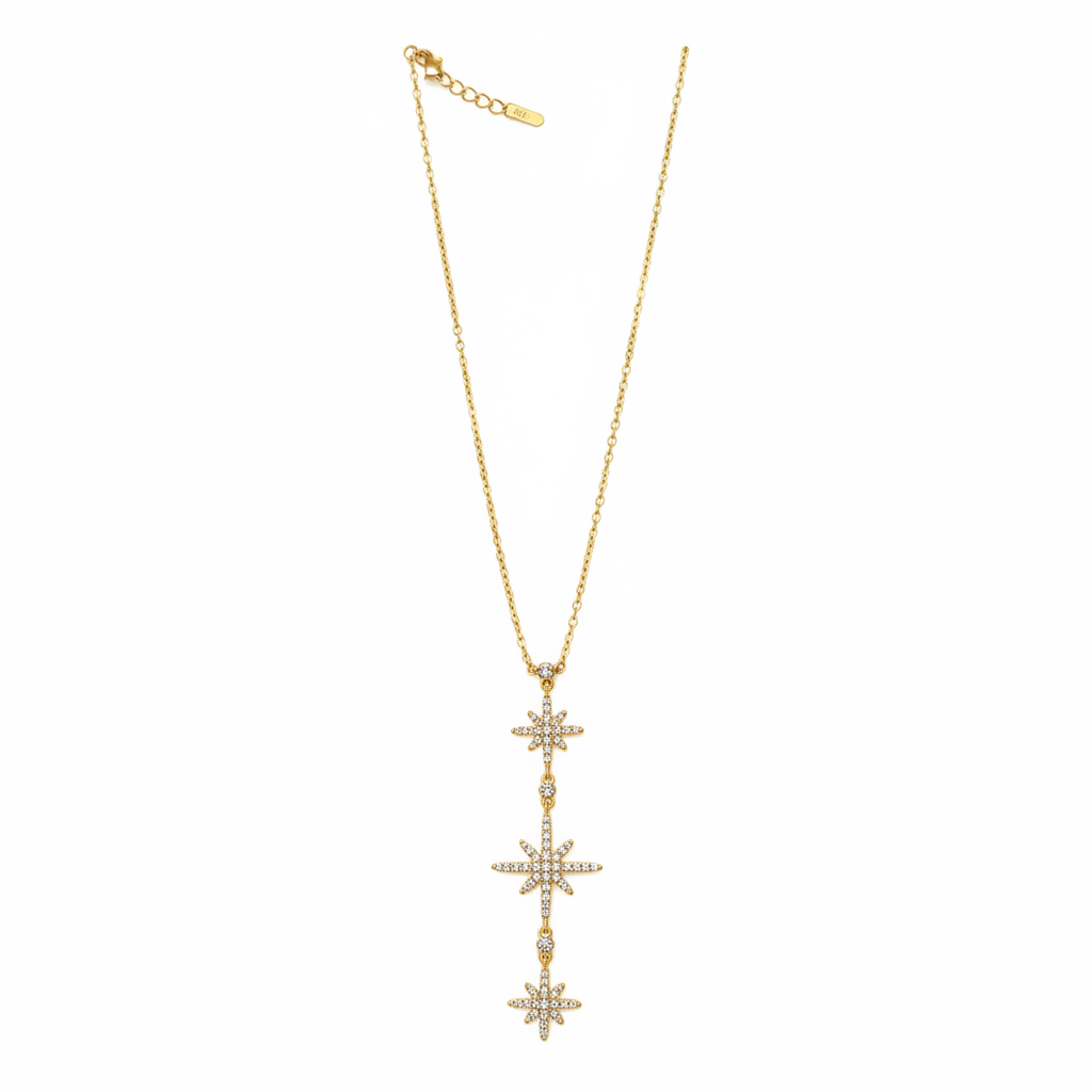 Collier 3 Étoiles Strass - fond blanc