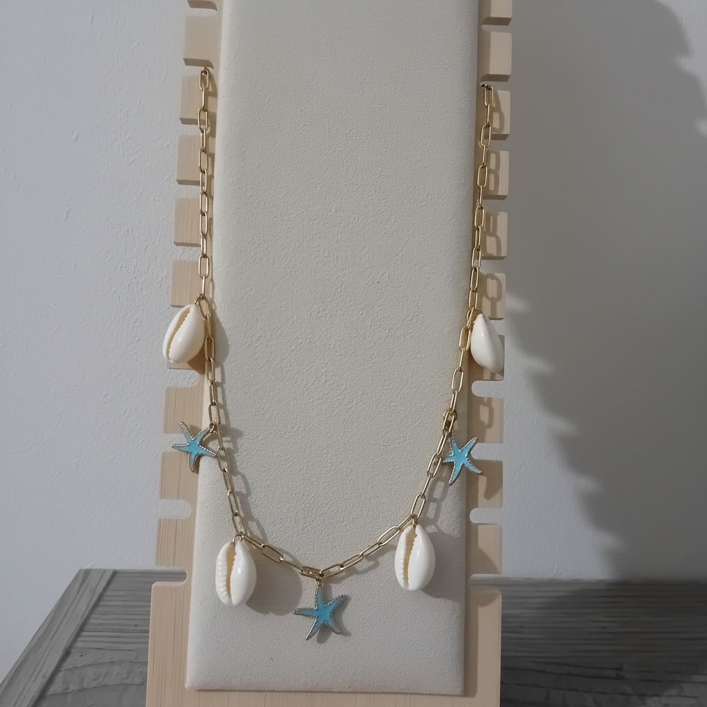 Collier coquillages étoiles de mer - photo améliorée