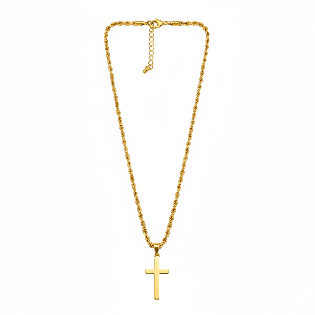 Collier Croix Torsadé - fond blanc