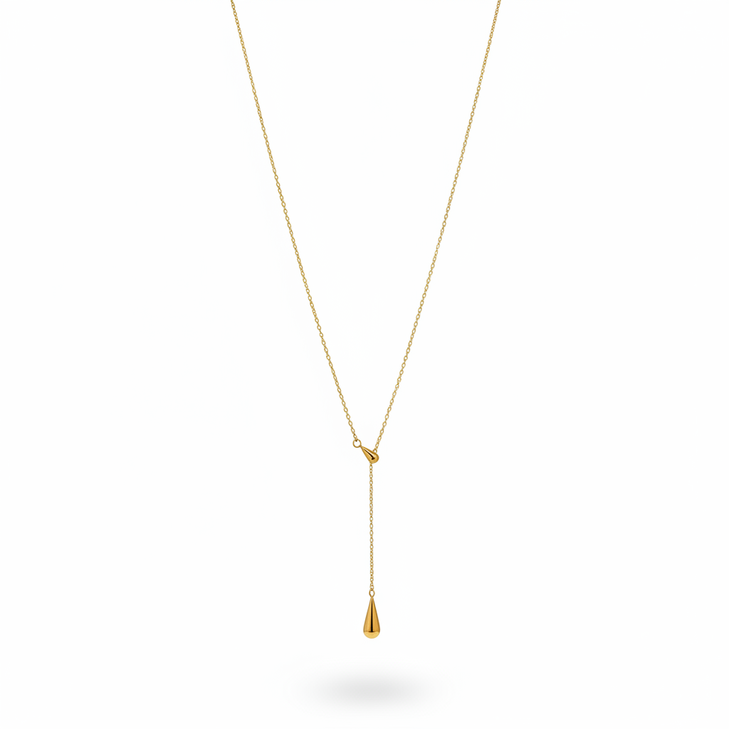 Collier Lariat Doré - fond blanc