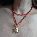 Collier Double Rang Perles Rouges