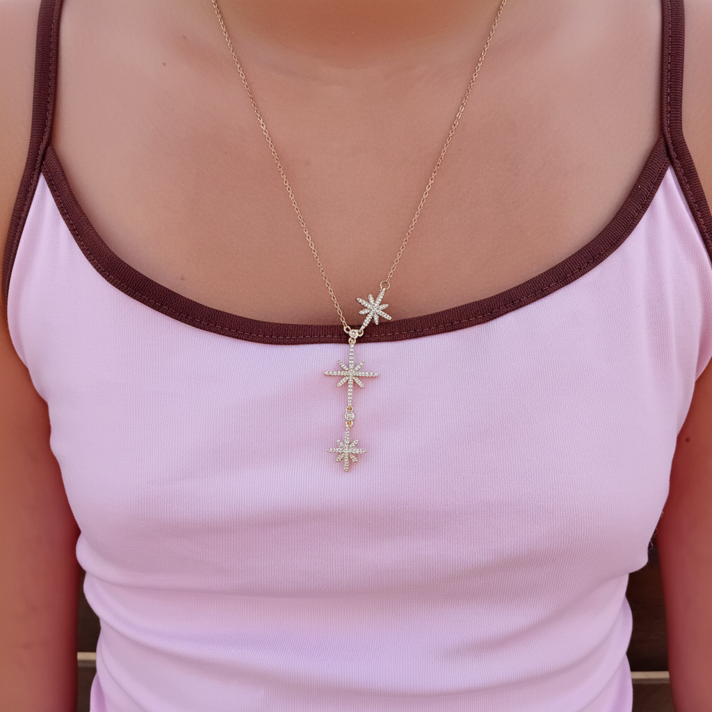 Collier Étoiles Cristal - bretelles retirées
