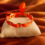 jonc coco orange automne posé sur un coussin