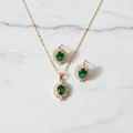 Parure Émeraude - Collier & Boucles d'oreilles