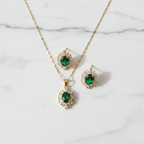 Parure Émeraude - Collier & Boucles d'oreilles